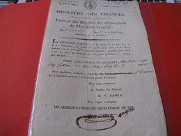 EXTRAIT MINISTERE FINANCES CENT LIVRES MANDATS 1796 REVOLUTION VAR Signé - Unclassified