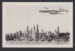 Flugpost Ansichtskarte Lufthansa Super G Constellation New York Skyline Flugzeug - Airships
