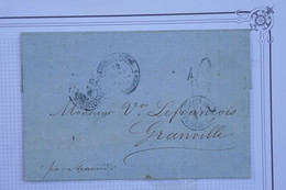 Q19 GUADELOUPE  BELLE  LETTRE PAR STEAMER 1854 POINT A PITRE A  GRANVILLE FRANCE  +TAXE MAN. 12+ AFFRANCH. INTERESSANT - Storia Postale