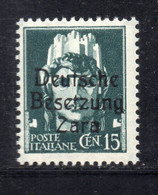 114big30 - ZARA TEDESCA 1943, 15 Cent N. 3 Linguella Forte * - Occ. Allemande: Zara