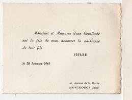 Montrouge (9 Hauts De Seine) Faire-part Naissance^P.COURTIADE 1963  (PPP35410) - Nacimiento & Bautizo