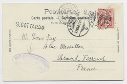HELVETIA SUISSE 10C CARTE AIROLO  1903 + GRIFFE S GOTTARDO - Brieven En Documenten