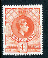 Swaziland 1938-54 King George VI - 4d Orange - P.13½ X 14 - HM (SG 33a) - Swasiland (...-1967)