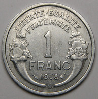 ASSEZ RARE ! 1 Franc Morlon 1958 B (Beaumont-le-Roger), Aluminium - IV° République - 1 Franc