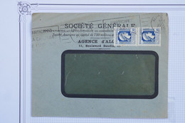 Q27 ALGERIE BELLE  LETTRE SOCIETE GENERALE 1946 ALGER + PAIRE DE T.P +ARCH. DERDERIAN +SURCHARGE + AFF. INTERESSANT - Storia Postale