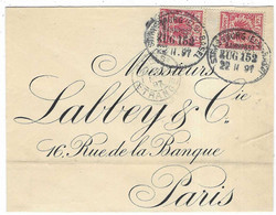 1897 Enveloppe Cachet Bahnpost Strassburg Els. Basel / Pour Labbey ( Tissus) 10 Rue De La Banque à Paris - Altri