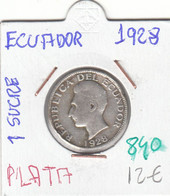 CR0840 MONEDA ECUADOR 1 SUCRE 1928 PLATA 12 - Ecuador