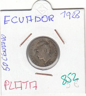 CR0852 MONEDA ECUADOR 50 CENTAVOS 1928 PLATA 5 - Equateur