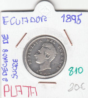 CR0810 MONEDA ECUADOR 2 DECIMAS DE SUCRE 1895 PLATA 20 - Equateur