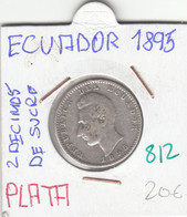 CR0812 MONEDA ECUADOR 2 DECIMAS DE SUCRE 1895 PLATA 20 - Equateur