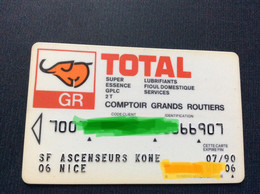 CARTE D’ENTREPRISE TOTAL Comptoir Grands Routiers  SUPER ESSENCE  FIOUL  LUBRIFIANTS  Ascenseurs Kone  NICE  Elephanf - Autres & Non Classés