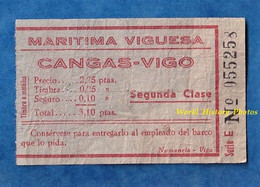 Ticket Ancien De Bateau ? - MARITIMA VIGUESA - Puerto CANGAS - VIGO - Segunda Clase - Série E 55258 - Europa