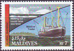 MALDIVES - SHIPS  ANTARCTICA GLOBAL WARMING - **MNH - 1997 - Barcos