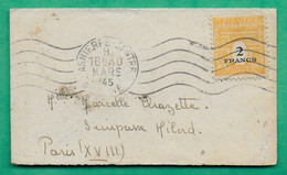 N°709 ARC DE TRIOMPHE SEUL SUR LETTRE ENVELOPPE MIGNONETTE ASNIERES SUR SEINE POUR PARIS 1945 LETTRE COVER FRANCE - 1944-45 Arco Di Trionfo