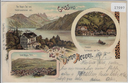 Gruss Aus Unter-Aegeri - Litho 1898 - Unterägeri - Pension Hürlimann, Total, Kindersanatorium - Unterägeri