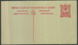 India United State Of Travancore & Cochin Postcard Unused - Travancore-Cochin