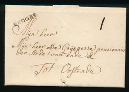 Voorloper Met Inhoud Brugge 11-07-1752 Naar Oostende - 1714-1794 (Paesi Bassi Austriaci)