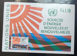1981 Nations Unis United Nations ONU Geneve Carte Maximum Sources D'energie Renouvelables Postcard - Gebruikt