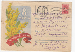 RUSSIA 1958 Ukraine Women Day Flowers Local Mail Stationery Cover Read #32173 - 1950-59