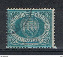 SAN  MARINO:  1892/94  STEMMA  -  10 C. VERDE  AZZURRO  US. -  SASS.14 - Used Stamps