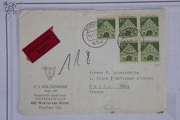 AT1 ALLEMAGNE  BELLE LETTRE PRIVEE 1956 PAR AVION WORMS  POUR PARIS FRANCE +  A VOIR CACHETS + AFFRAN. PLAISANT - Storia Postale