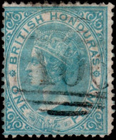 British Honduras 1878 Crown CC Perf 14 1d Pale Blue A06 (Belize) Cancel - Honduras Britannico (...-1970)