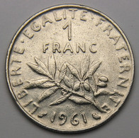 1 Franc Semeuse 1961, Nickel - V° République - 1 Franc