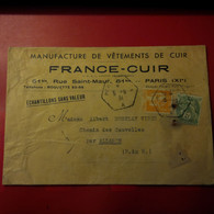LETTRE MANUFACTURE DE VETEMENTS DE CUIR PARIS POUR ALLANCH - Cartas & Documentos