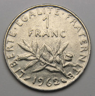 1 Franc Semeuse 1962, Nickel - V° République - 1 Franc