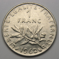 1 Franc Semeuse 1962, Nickel - V° République - 1 Franc