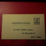 ENTIER UNITED STATES OF AMERICA NEW YORK LE ROY FERRY BANKER BROADWAY - Brieven En Documenten