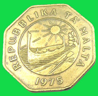 25 Cents - Malte - 1975 - Bronze - TB + - - Malte