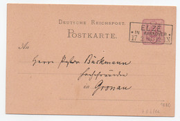 Postkarte, Ortsstempel,  "Elze In Hannover" ,gel. 1880, Nach Gronau - Covers & Documents
