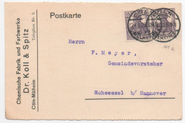 Postkarte, Cöln, Cöln-Mülheim, MeF, Gel. 1920, Nach Scheessel /Hannover - Storia Postale