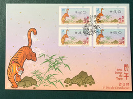 LUNAR NEW YEAR OF THE TIGER ATM LABELS - FIRST DAY COVER WITH THE BOTTOM SET - Distributors