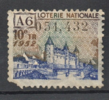 Vignette Loterie Nationale 1952 Cf Scan Pour état A6 10eme TR N°051432 - Autres & Non Classés