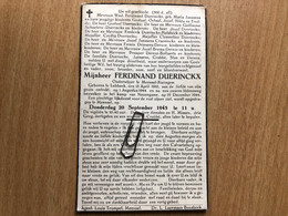 WOII Ferdinad Duerinckx Onderwijzer Meensel-Kiezegem *1910 Lubbeek Weggevoerd +1944 Neuengamme Concentratiekamp Janssens - Obituary Notices