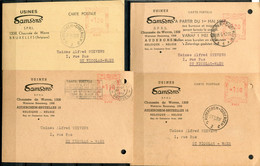 4 Kaarten Van USINES SAMSONS Met Rode Machine Stempel Naar Sint Niklaas - Stempel AUDERGHEM OUDERGEM - ...-1959