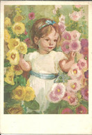 Illustrazione, "Bimba (Bambina) Con Corolle Di Fiori", A. Zandrino Illustratore - Zandrino