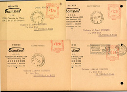 4 Kaarten Van USINES SAMSONS Met Rode Machine Stempel Naar Sint Niklaas - Stempel AUDERGHEM OUDERGEM - ...-1959