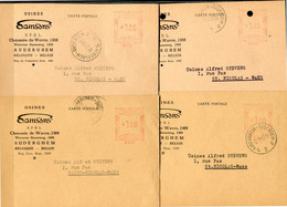 4 Kaarten Van USINES SAMSONS Met Rode Machine Stempel Naar Sint Niklaas - Stempel AUDERGHEM OUDERGEM - ...-1959