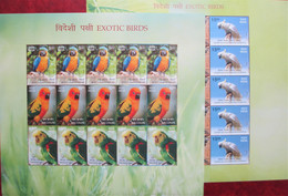 INDIA  2016  EXOTIC BIRDS  PARROTS  2 M/S   MNH - Blocs-feuillets