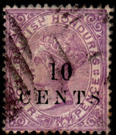 British Honduras 1888 Crown CA Perf 14 10c On 4d Mauve O (Belize) Cancel - British Honduras (...-1970)