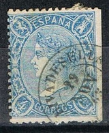 Sello  4 Cuartos  1865, RIVADESELLA (Oviedo)  Fechador Tipo II, Edifil Num 75 º - Usati