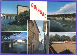 Carte Postale 30. Quissac  Le Vieux Moulin Les Arênes  Le Pont Le Vidourle  Très Beau Plan - Quissac