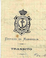 1879 NAVIGATION ARMATEUR Italie   RUBITTANO OFFRE DE SERVICE Service Postal Rubattino Marseille => Adet Seward Bordeaux - Italië