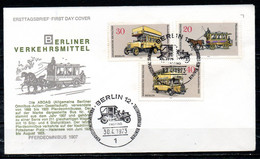 ALLEMAGNE - BERLIN. N°411-3 De 1973 Sur Enveloppe 1er Jour. Autobus/Hippomobile. - Bus