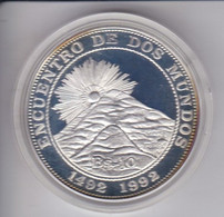 MONEDA PLATA DE BOLIVIA DE 1O BOLIVIANOS DEL AÑO 1991 ENCUENTRO ENTRE DOS MUNDOS (COIN)(SILVER-ARGENT) - Bolivia