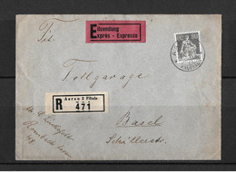 1935 HEIMAT AARGAU → Chargé Brief & Eilsendung Von AARAU An Tellgarage BASEL / TELEGRAPH   ►SBK-141z◄ - Covers & Documents
