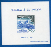 MONACO BLOCS SPECIAUX N° 17a NON  DENTELE JEUX OLYMPIQUES D'ALBERTVILLE 1992 NEUF** LUXE RARE - Variétés